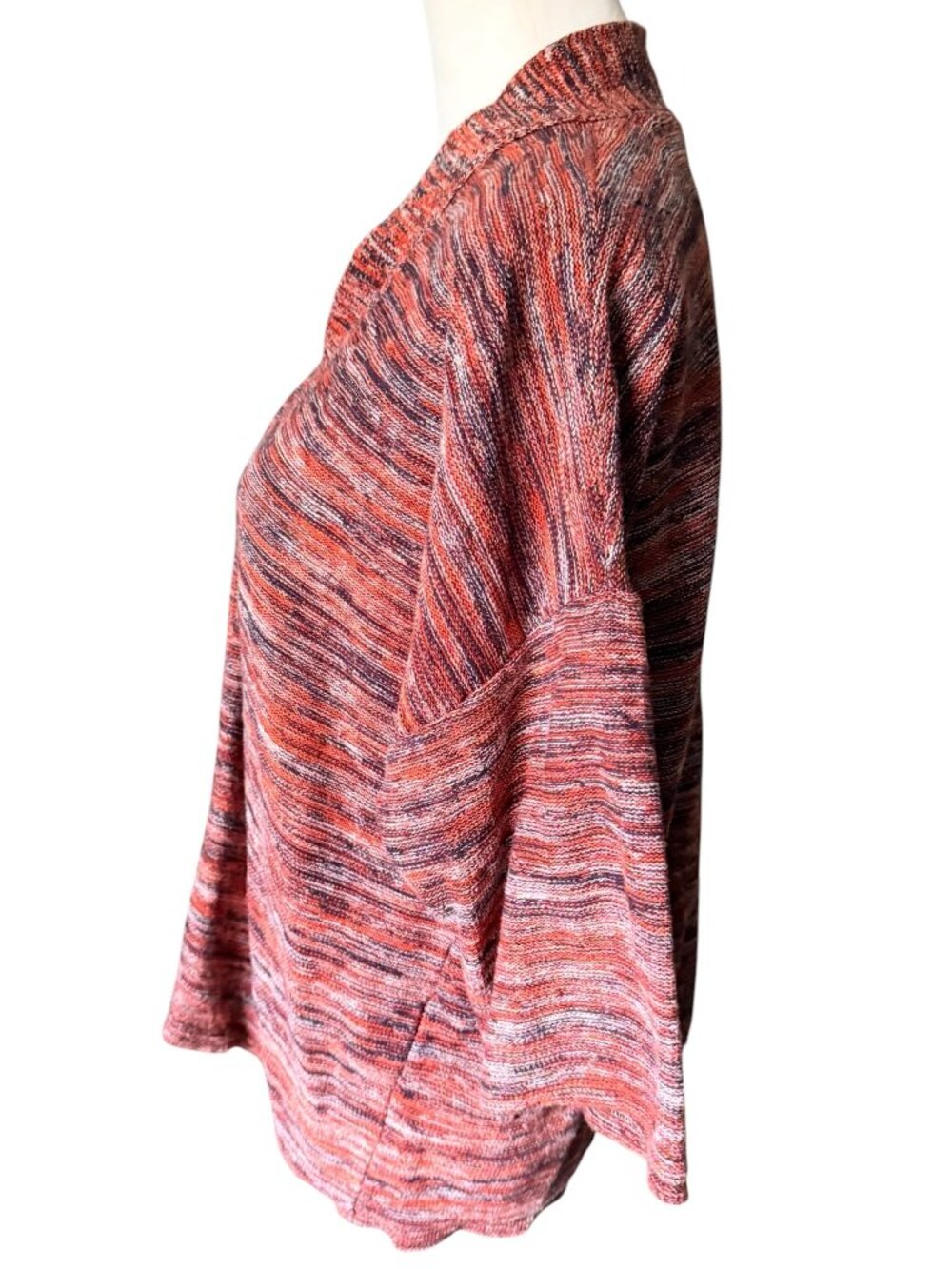 Pure Jill Short Sleeve Sweater V-neck Orange Black White Petite Small - Picture 4 of 4
